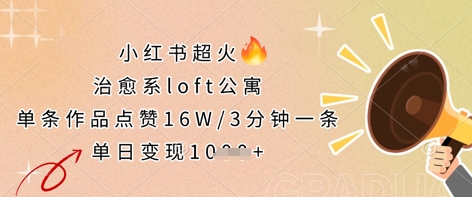小红书超火的治愈系loft公寓,单条作品点赞16W,3分钟一条,单日变现数张-亮剑学堂